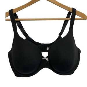 Cacique Classic T-Shirt Bra Womens 40DD Black Lightly Lined Underwire Cotton